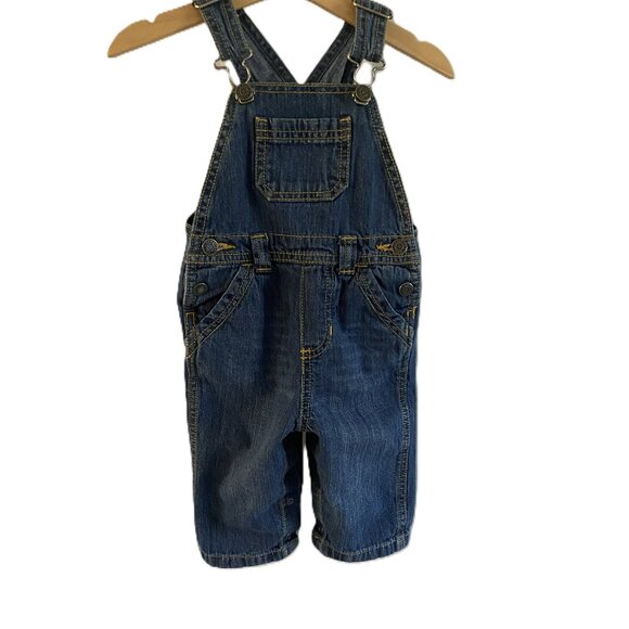 Old Navy Denim Jeans Overalls size 6-12 Months - Picture 1 of 6